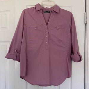 New York & Company Women's Mauve Button-Down Shirt